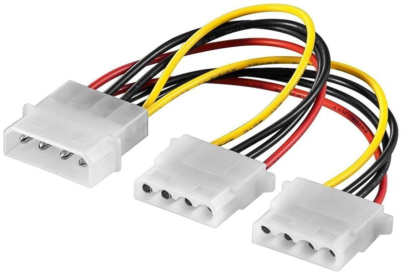 iCAN Internal Computer Power splitting Y Cable/Cord, 1 x Molex 4pin male to 2 x Molex 4pin female, 6 inch