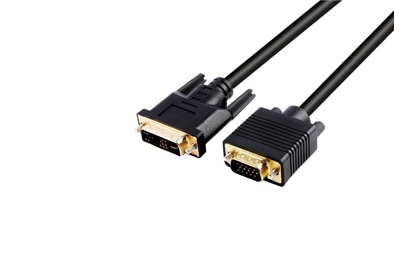 iCAN DVI to VGA Cable, Male to Male, Gold Plated, 6FT, Black