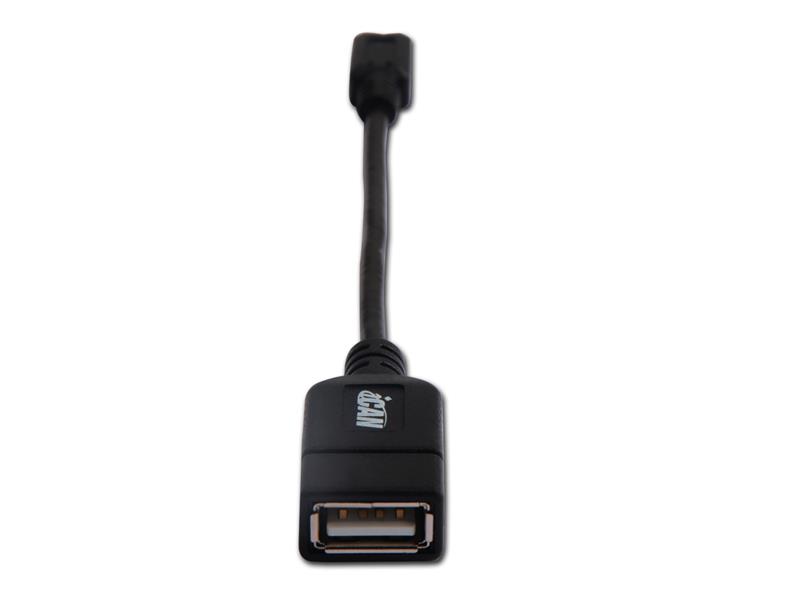 iCAN USB Micro to USB-A 2.0 Adapter, OTG, Black