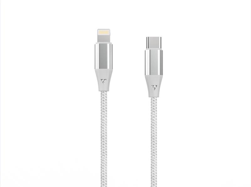 iCAN Lightning to Type C Cable, Nylon Braided, 1M, Silver