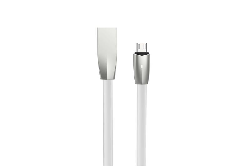 iCAN Micro USB Cable, Zinc Alloy, LED Indicator, 2M, White