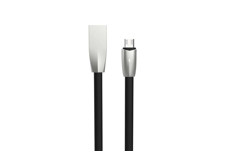 iCAN Micro USB Cable, Zinc Alloy, LED Indicator, 2M, Black(Open Box)