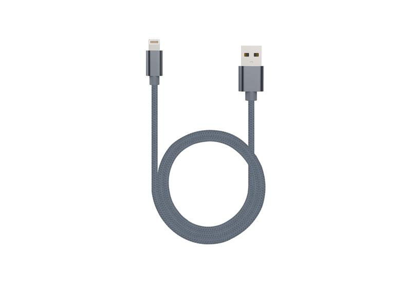 iCAN Lightning Cable, Nylon Braided, 1M, Grey