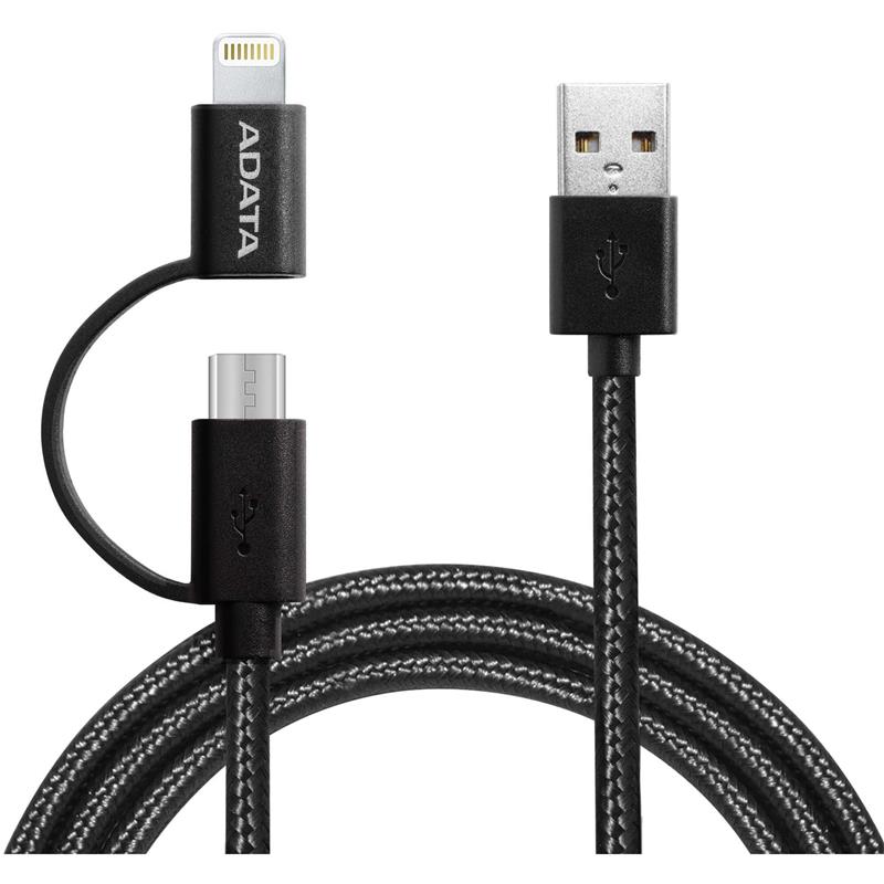 ADATA Sync & Charge Lightning Apple Cable 6.56ft Black 2-in-1