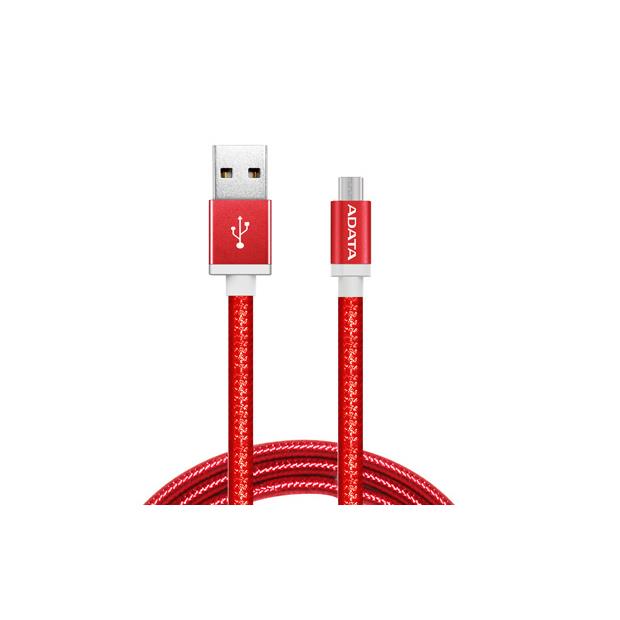 ADATA Woven Metallic Braided Micro USB Cable - Red