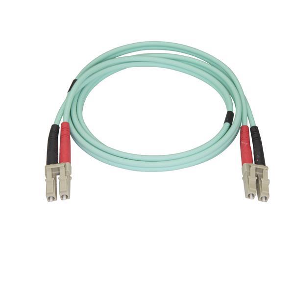 StarTech.com Aqua OM4 Duplex Multimode Fiber - 1m / 3 ft - 100 Gb - 50/125 - OM4 Fiber - LC to LC Fiber Patch Cable - Connect 4