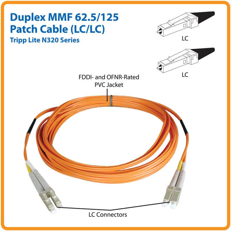 Tripp Lite Fiber Optic Duplex Patch Cable - 405 ft Fiber Optic Network Cable for Network Device - First End: 2 x LC Male N (N32