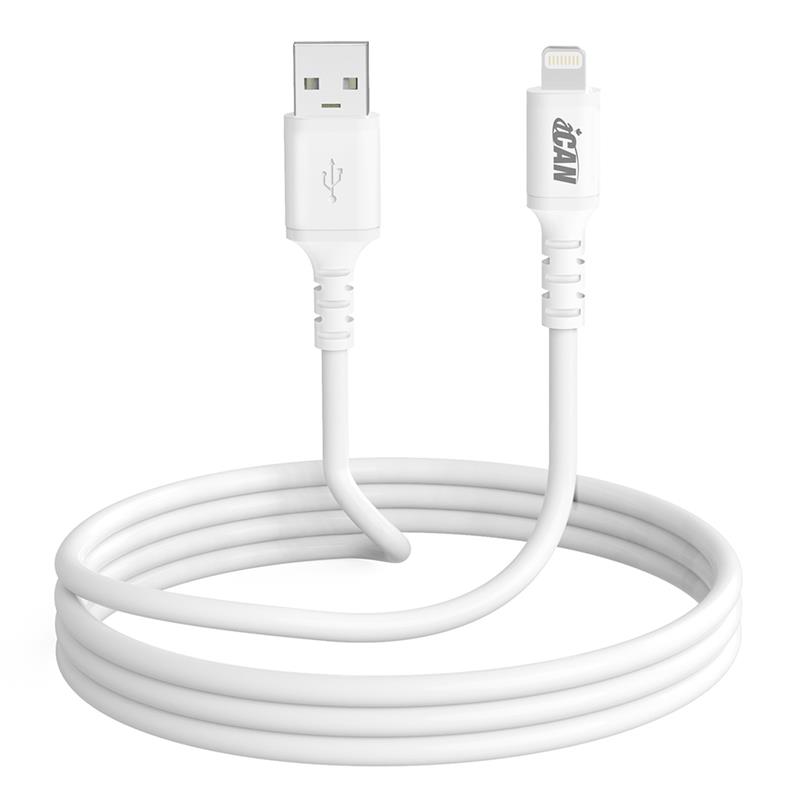 iCAN USB A to Lightning Charger Cable - 1m, White(Open Box)