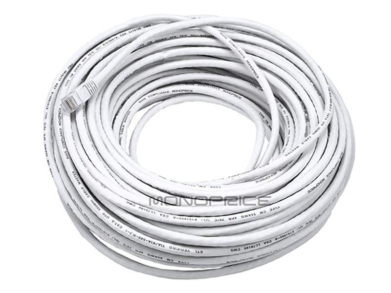 MONOPRICE Cat6 Ethernet Patch Cable - RJ45, 24AWG, 100ft, White