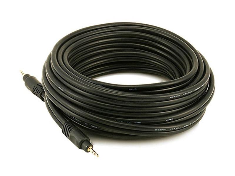 Monoprice 25ft Premium 3.5mm Stereo Male to 3.5mm Stereo Male 22AWG Cable (Gold Plated) - Black