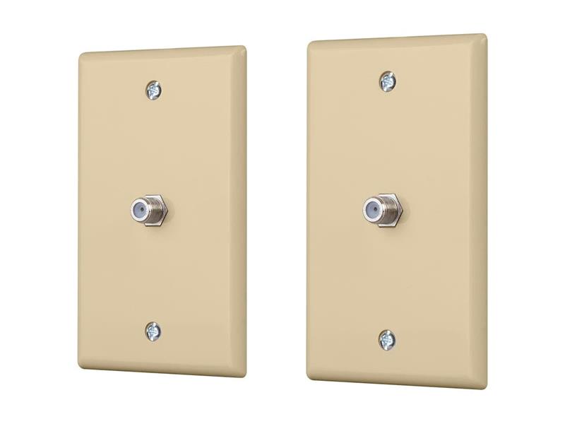 Monoprice Cable TV Jack Wall Plate, Ivory, 2-pack