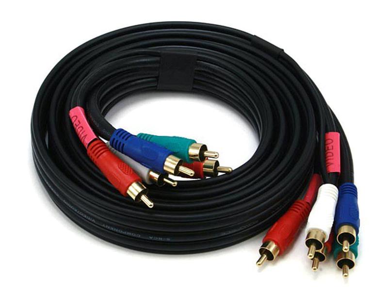 Monoprice 6ft 22AWG 5-RCA Component Video/Audio Coaxial Cable (RG-59/U) - Black(Open Box)