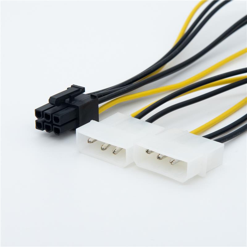 iCAN Internal Computer Power Cable/Cord for PCI-Express Video Card Cable/Cord (PCI-Express 6-pin female - Dual Molex 4-pin male