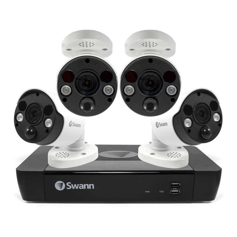 Swann (885MSFB) 4K Ultra HD 8 Channel 2TB Hard Drive NVR Security System with 4 x Outdoor Spotlight Bullet Security Cameras wit