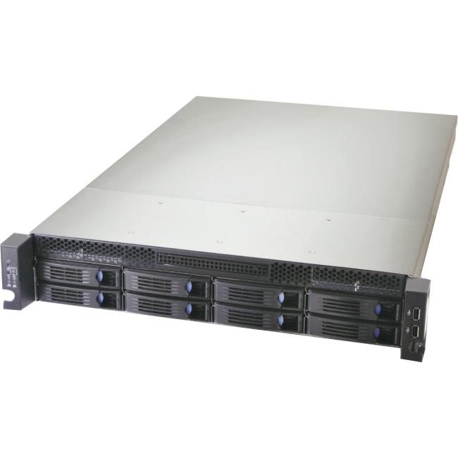 Chenbro RM23608M3 8-Bay Hot-Swap 2U Rackmount Chassis with 500W Power Supply - EATX 12Gb/s 8-port mini-SAS HD backplane, 2x 2.5