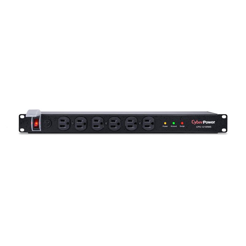 CyberPower CPS-1215RMS 15A Rackmount PDU |  Industrial-grade metal housing 12 surge-protected outlets NEMA 5-15R 15 ft Cord 120