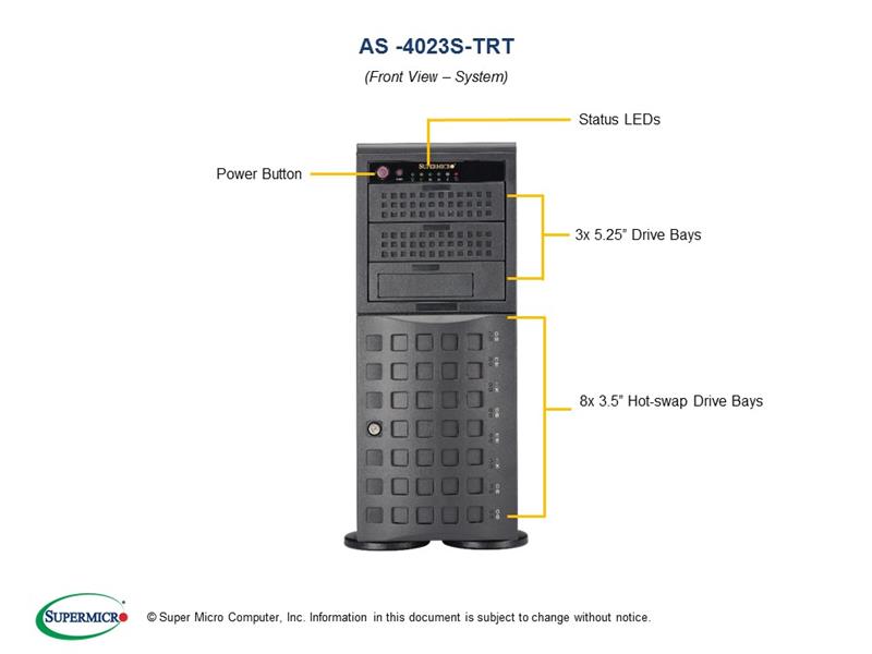 Supermicro Dual-CPU AMD EPYC 7351 Tower Server - Special-built (4023S-TRTOTO51) - 2x AMD EPYC 7351 16-Core 2.4GHz Processors, 1