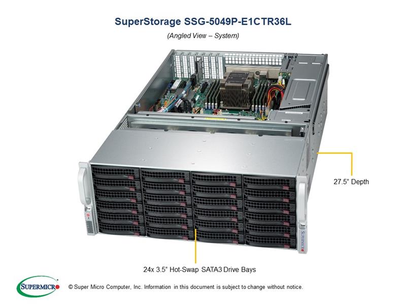 SuperMicro Special-built 4U Rackmount Storage Server (5049P-E1CTR36L-OTO29) | 1x CSE-847BTS-R1K23LPBP Chassis, 1x Intel Xeon 41