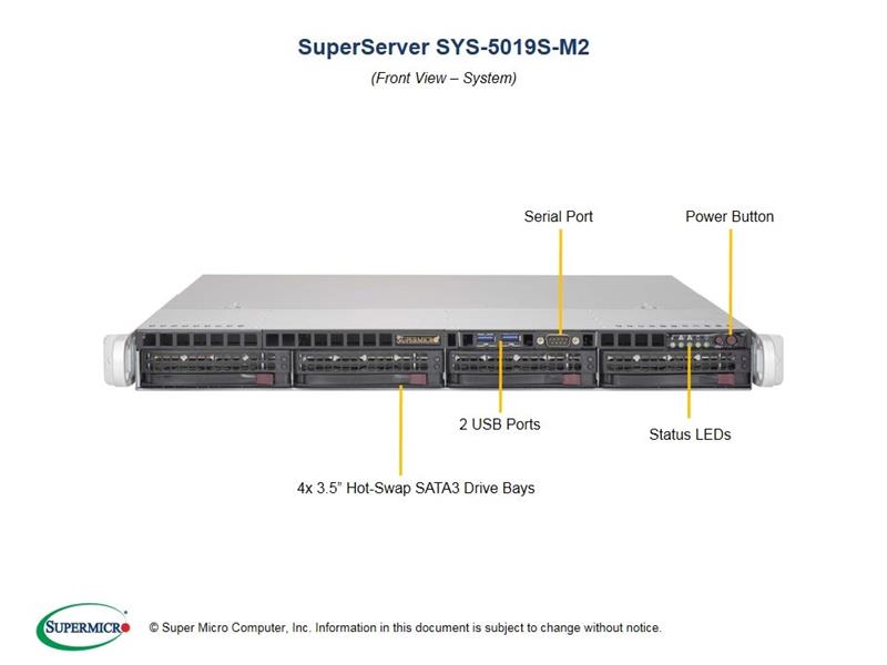 SuperMicro Special-Built Intel 1U Rackmount System  (5019S-M2-OTO14) | Intel i7-6700 3.4GHz CPU - 16GB RAM - 2x 1TB HDD Raid Mi