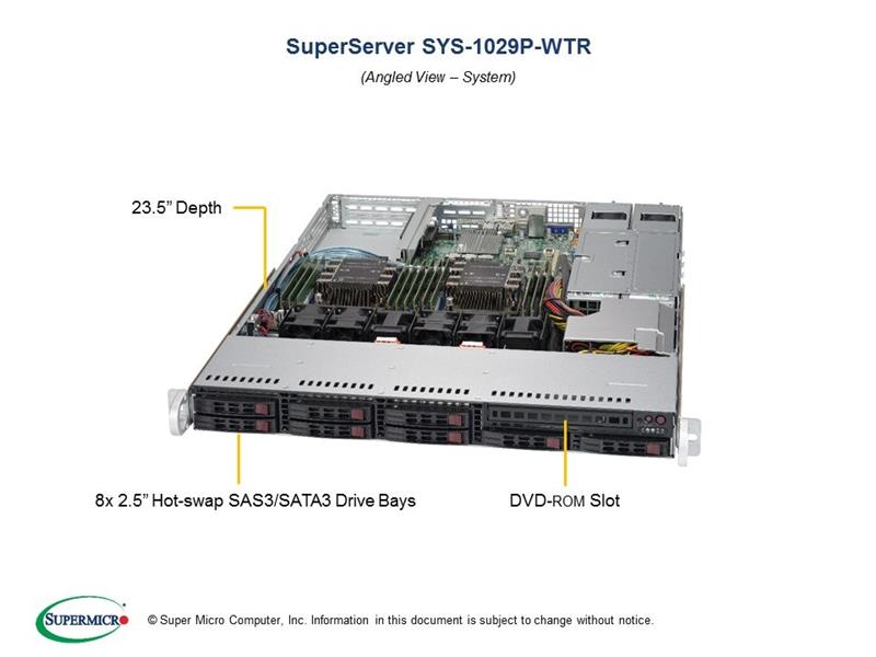 SuperMicro Special-Built Dual-CPU Intel Xeon 3104 6-Core 1U Rack Server (1029P-WTR-OTO25) | 2x Intel Xeon 3104 6-Core/6-Thread 