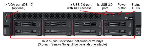 Lenovo ThinkSystem SR590 Intel Xeon Bronze 3106 16GB Tower Server - 8x LFF 3.5" Hot-Swap Bays (7X99A03ANA) - 1x Intel Xeon Bron