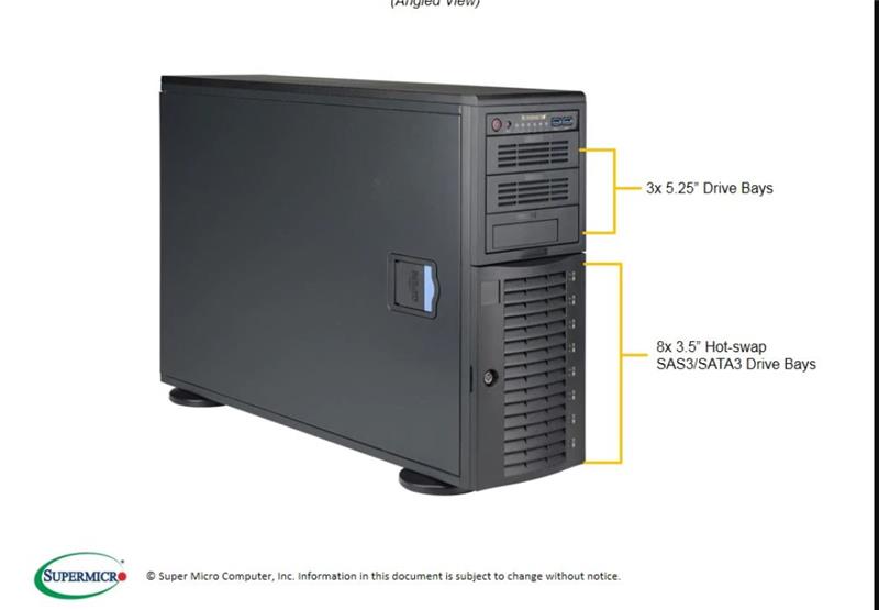 Supermicro Intel Xeon E3-1245 v6 3.7GHz Tower Server - Special-Built (743TQ-1200BSQOTO24) - Intel Xeon E3-1245 v6 4-Core 3.7GHz