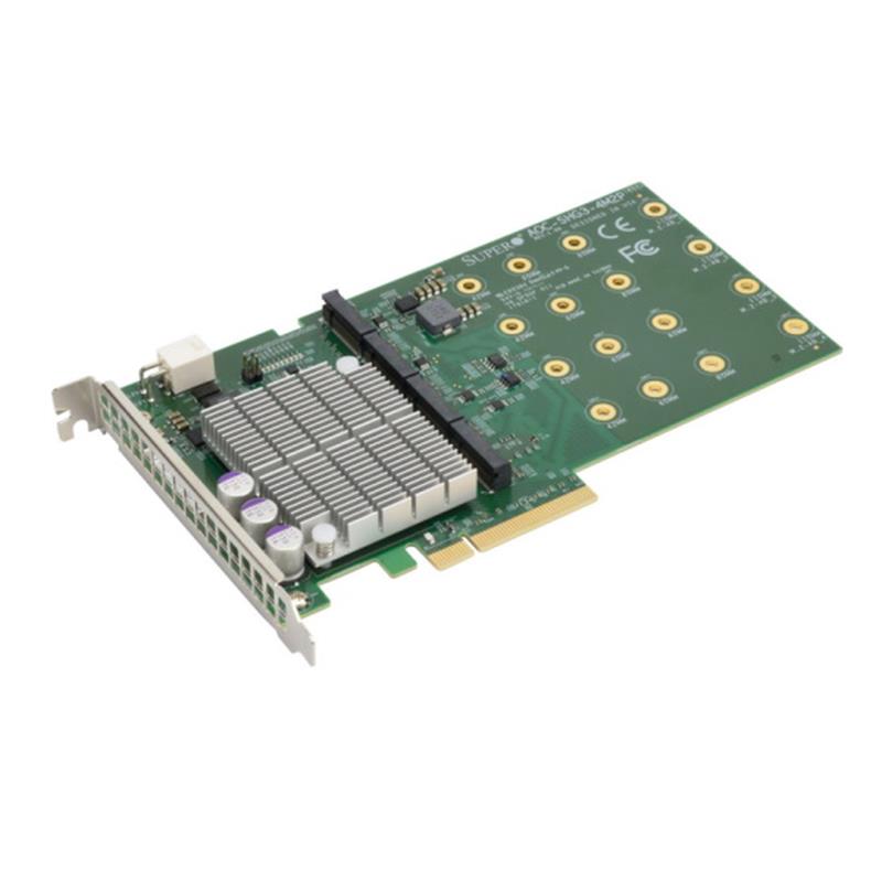 Supermicro 4-Port M.2 NVMe SSD PCIe x8 Adapter Card - for select Supermicro server/board (AOC-SHG3-4M2P-O) *supports 2280/2260/