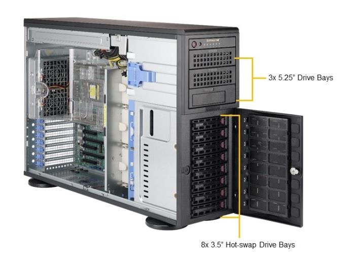 Supermicro Dual-CPU AMD EPYC Server Barebone (AS-4023S-TRT) - Supports Dual AMD EPYC 7000-series CPU, 8x 3.5" Drive Bays:- Not 