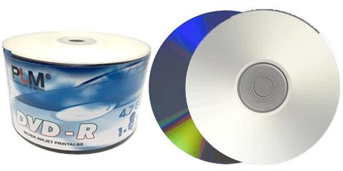 PLM DVD-R4.7 8X SILVER INKJET PRINTABLE SURFACE 50PKS WRAP