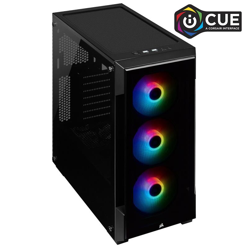 Corsair iCUE 220T RGB Tempered Glass Mid-Tower Smart Case, Black(Open Box)