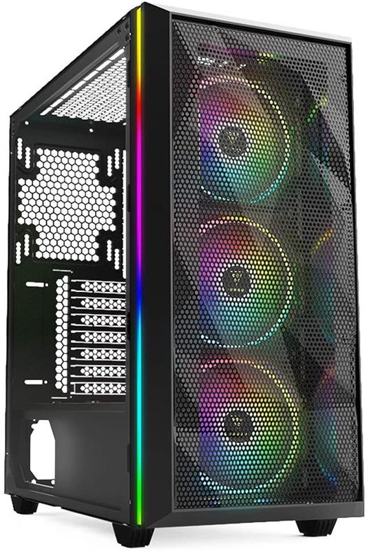 Gamdias ATHENA M2, High airflow mesh, 3x ARGB 120mm fans w/ 5v 3pin sync, LED Strips, tempered glass side panel, ATX gaming cas