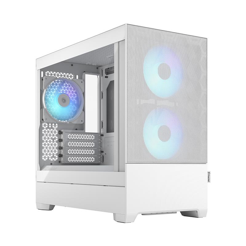 FRACTAL DESIGN Pop Mini Air RGB White TG mATX High-Airflow Clear Tempered Glass Window Mid Tower Computer Case