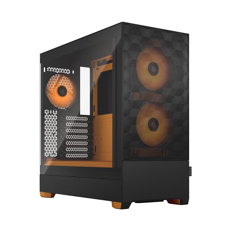 FRACTAL DESIGN Pop Air RGB Black Orange Core TG ATX High-Airflow Clear Tempered Glass Window Mid Tower Computer Case