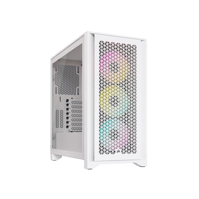 CORSAIR iCUE 4000D RGB Airflow Mid-Tower Case, True White - 3x AF120 RGB ELITE White Fans - iCUE Lighting Node PRO Controller -