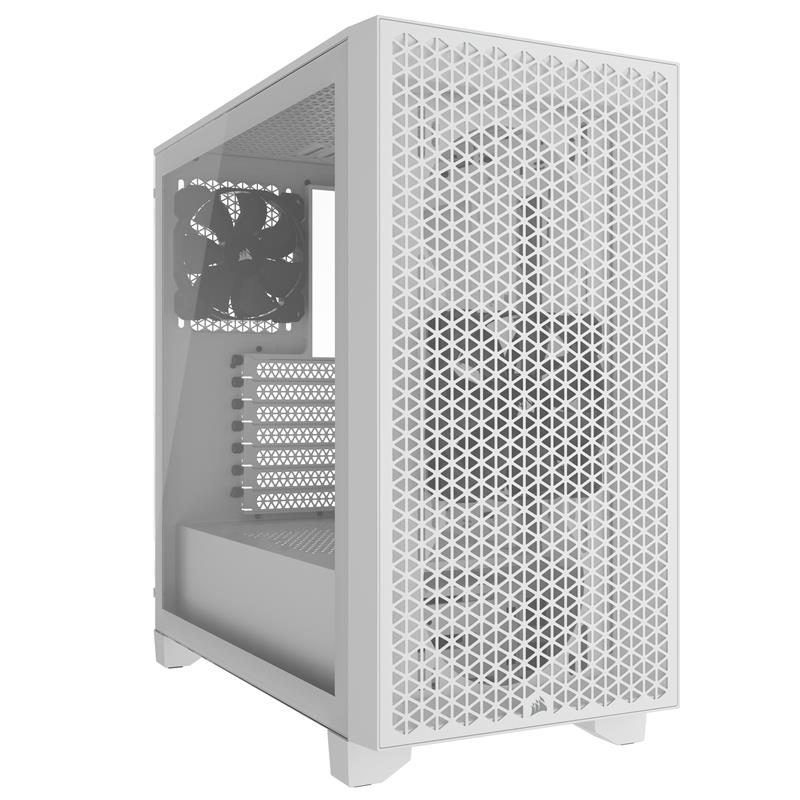 CORSAIR 3000D Tempered Glass Mid-Tower, White, 2x SP120 ELITE Fans