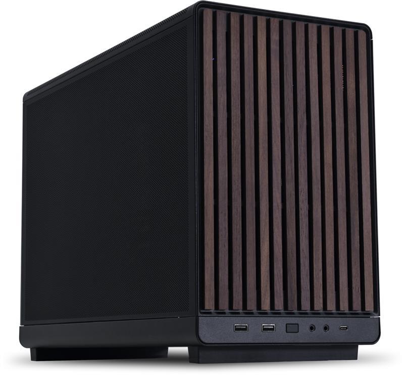 LIAN LI A3-mATX Computer Case, black wood front panel