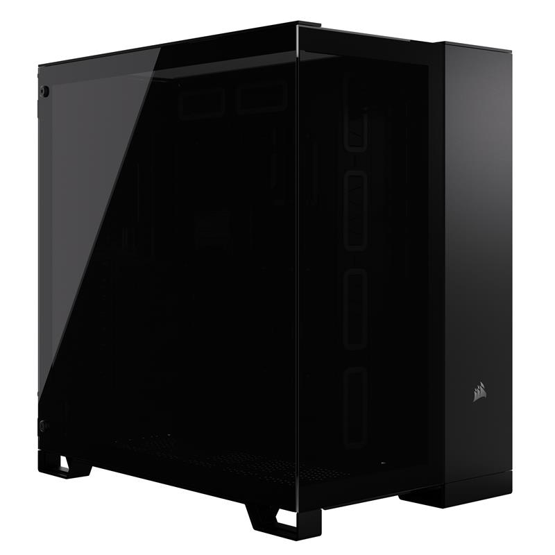 CORSAIR 6500X Mid-Tower Dual Chamber PC Case, Black - Unobstructed view with wraparound front and side glass panels - Fits up t