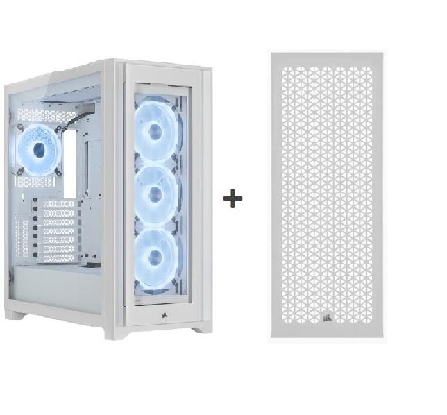 CORSAIR iCUE 5000X RGB QL Edition Case + FREE Airflow Front Panel, White (While Stocks Last)