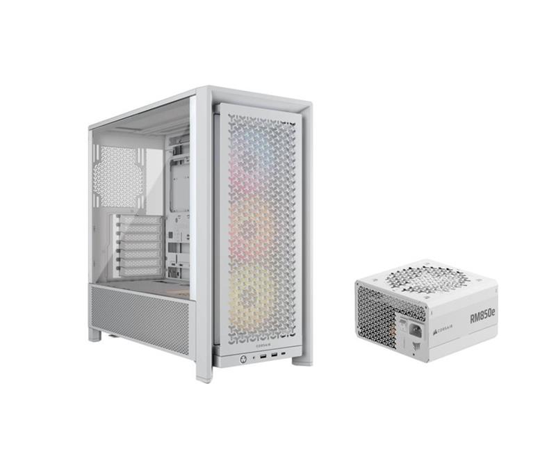 CORSAIR FRAME 4000D RS ARGB Case, White + RM850e White PSU