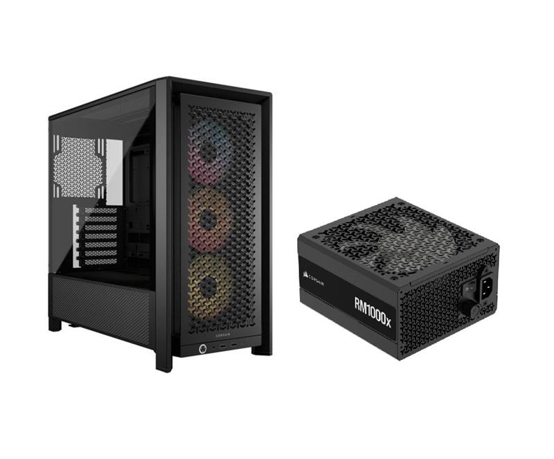 CORSAIR FRAME 4000D RS ARGB Modular Mid-Tower PC Case, Black + RM1000x PSU