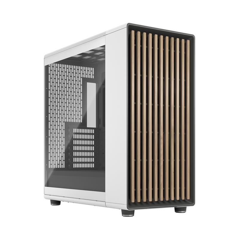 FRACTAL DESIGN North XL EATX ATX mATX Mid Tower PC Case - Chalk White Chassis with Oak Front and Clear TG Side Panel