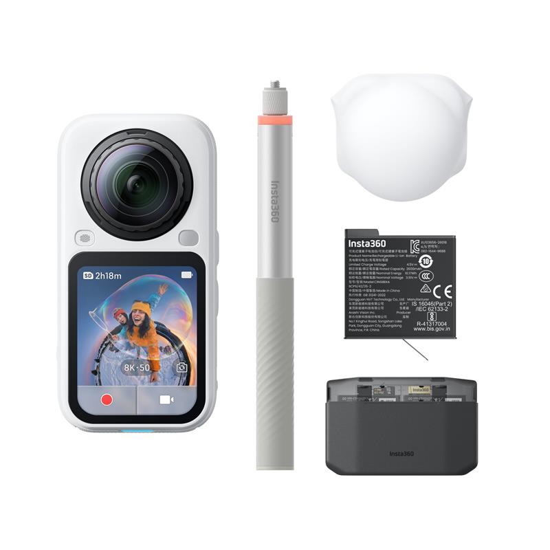 Insta360 X6 Caméra 360° 8K, Pack Essentiel, Blanc