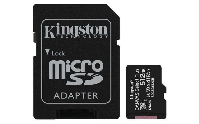 KINGSTON Canvas Select Plus 512GB microSDXC A1 C10 V30