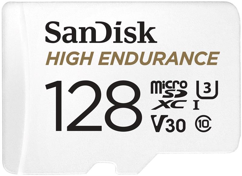 SanDisk High Endurance microSD 128GB 100/40MB/s U3 V30 C10   White