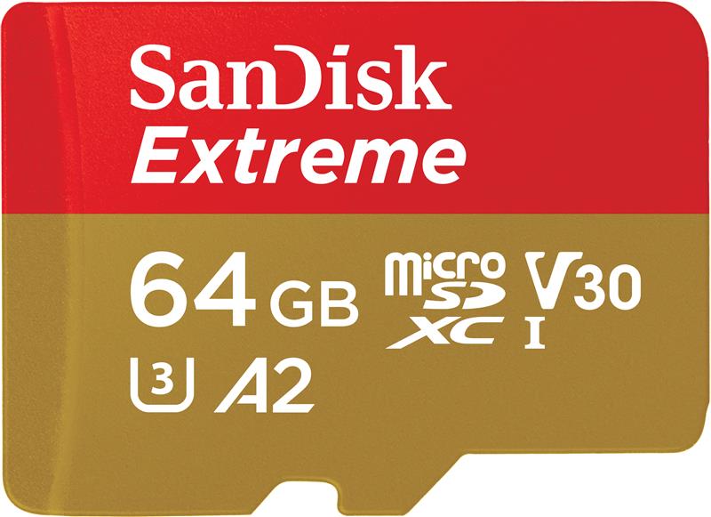 SanDisk Extreme microSD 64GB 170/80MB/s C10 UHS U3 V30 A2 Gold