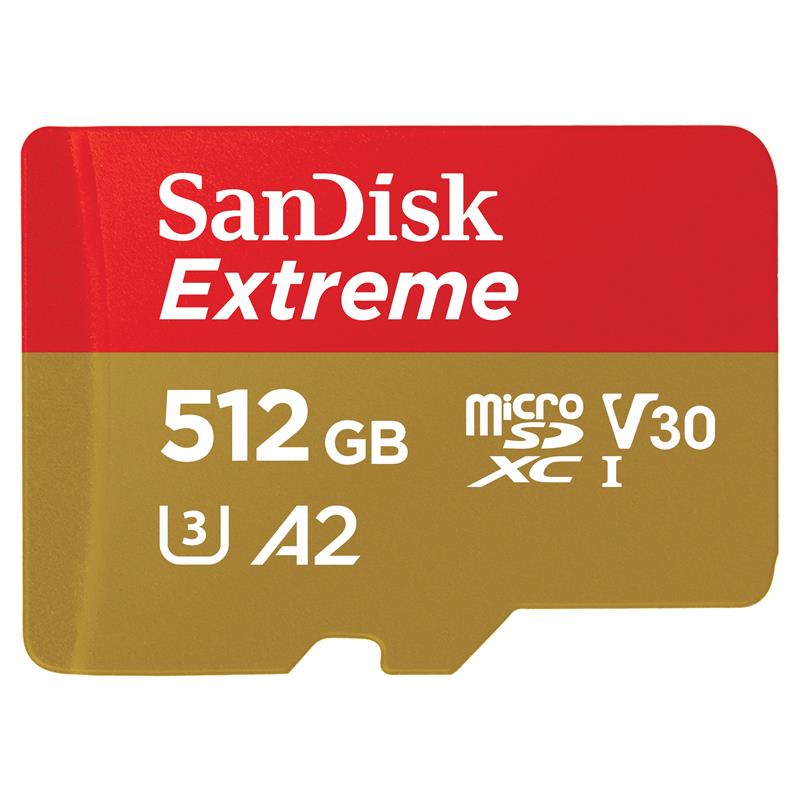 SanDisk Extreme microSD 512GB 190/130MB/s C10 UHS U3 V30 A2 Gold