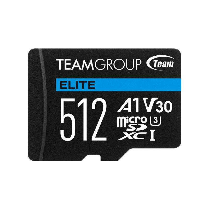 TEAMGROUP Elite A1 512GB microSDXC 4K UHD UHS-I U3 V30 A1 High Speed Flash Memory Card