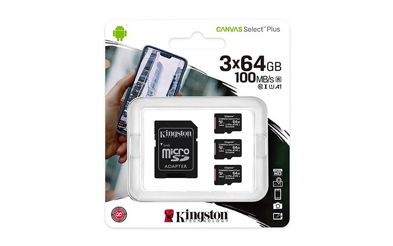 KINGSTON Canvas Select Plus 64GB microSDXC A1 C10 U1
UHS-I V10 3-Pack