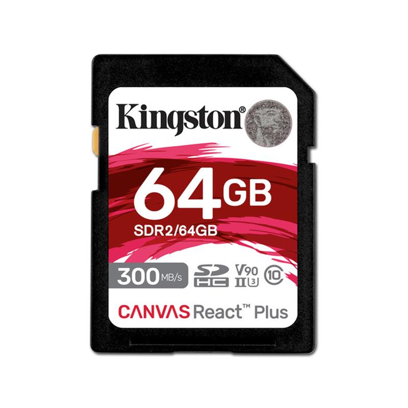 KINGSTON Canvas React Plus 64GB Class 10, UHS-II, U3, V90 300MB/s Read, 260MB/s Write