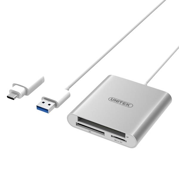 UNITEK USB 3.0 to Multi-In-One Aluminium Card Reader w/USB-C Adaptor